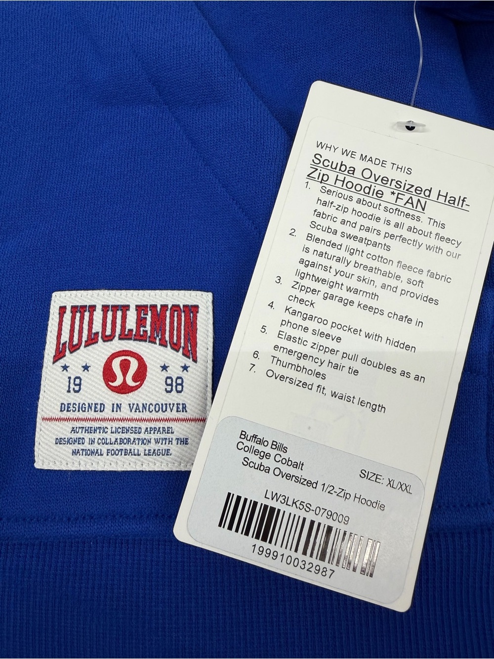 Lululemon x Buffalo Bills Women's XL/XXL Scuba Oversized Half-Zip Hoodie - Picture 4 of 12